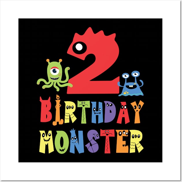 2nd Birthday Monster Kid Alien Theme Child B-day Party graphic Wall Art by Grabitees